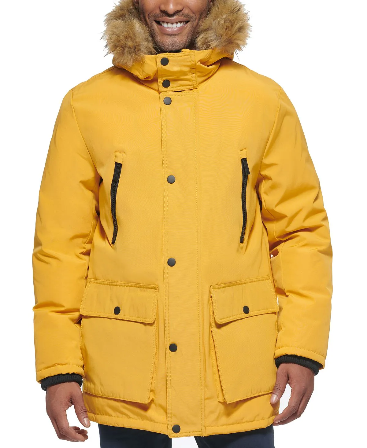 Men's parka with faux fur jacket on the hood created for Macy's Club Room