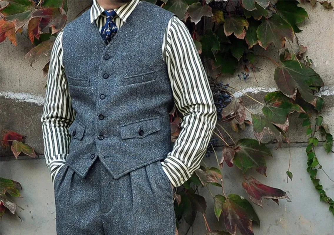 Men's Safari Tweed Vest Sleeveless Jacket - Vintage Casual Costume