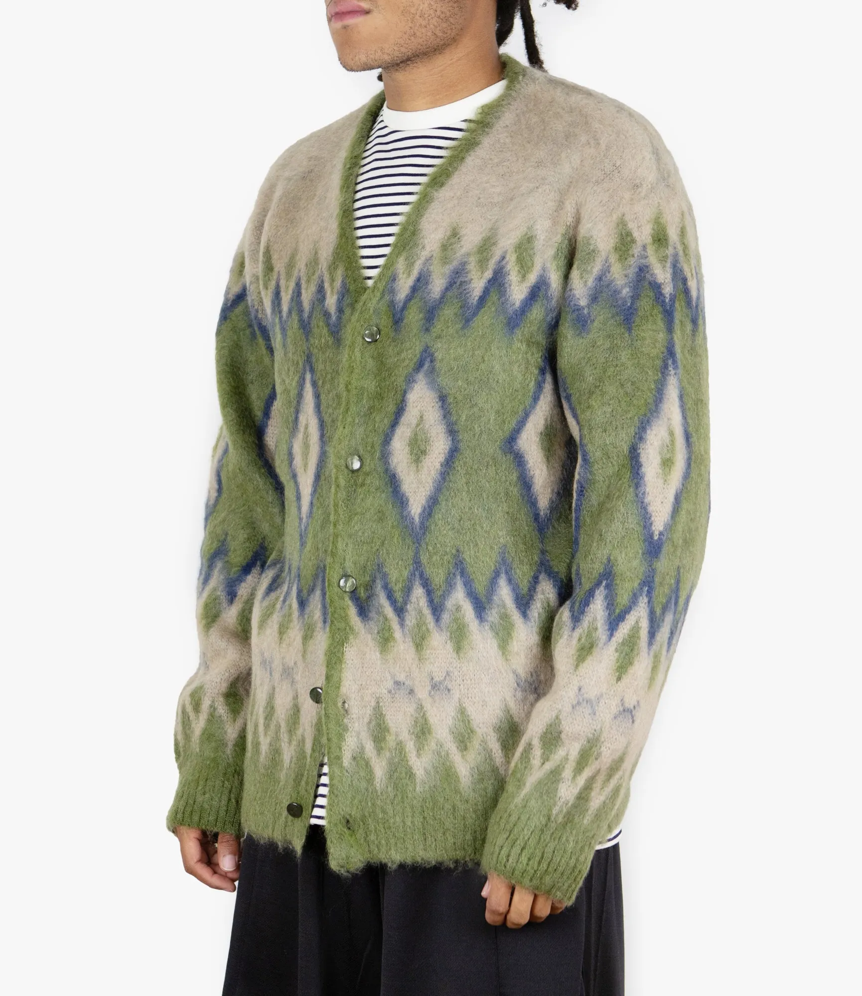 Mohair Cardigan – Olive Diamond