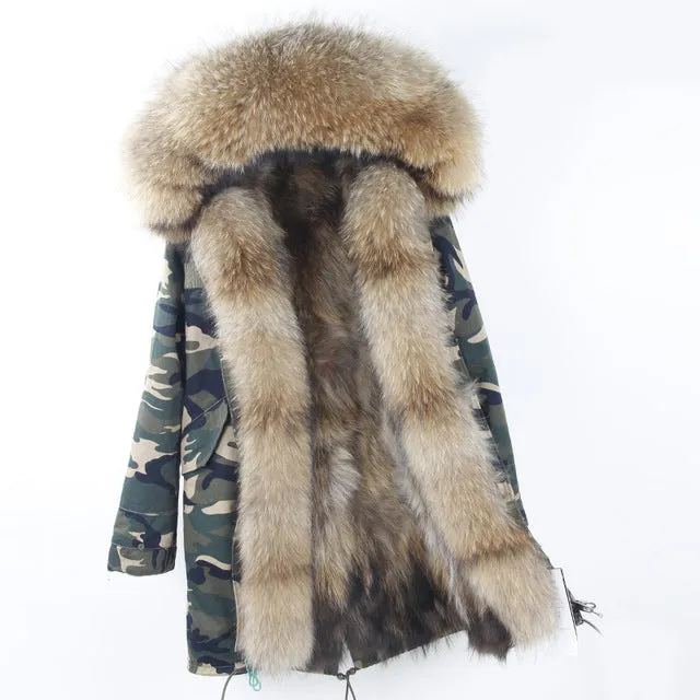 Natural Fur Camo Parka