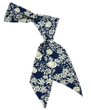 Navy and Ivory Floral Women's Tie