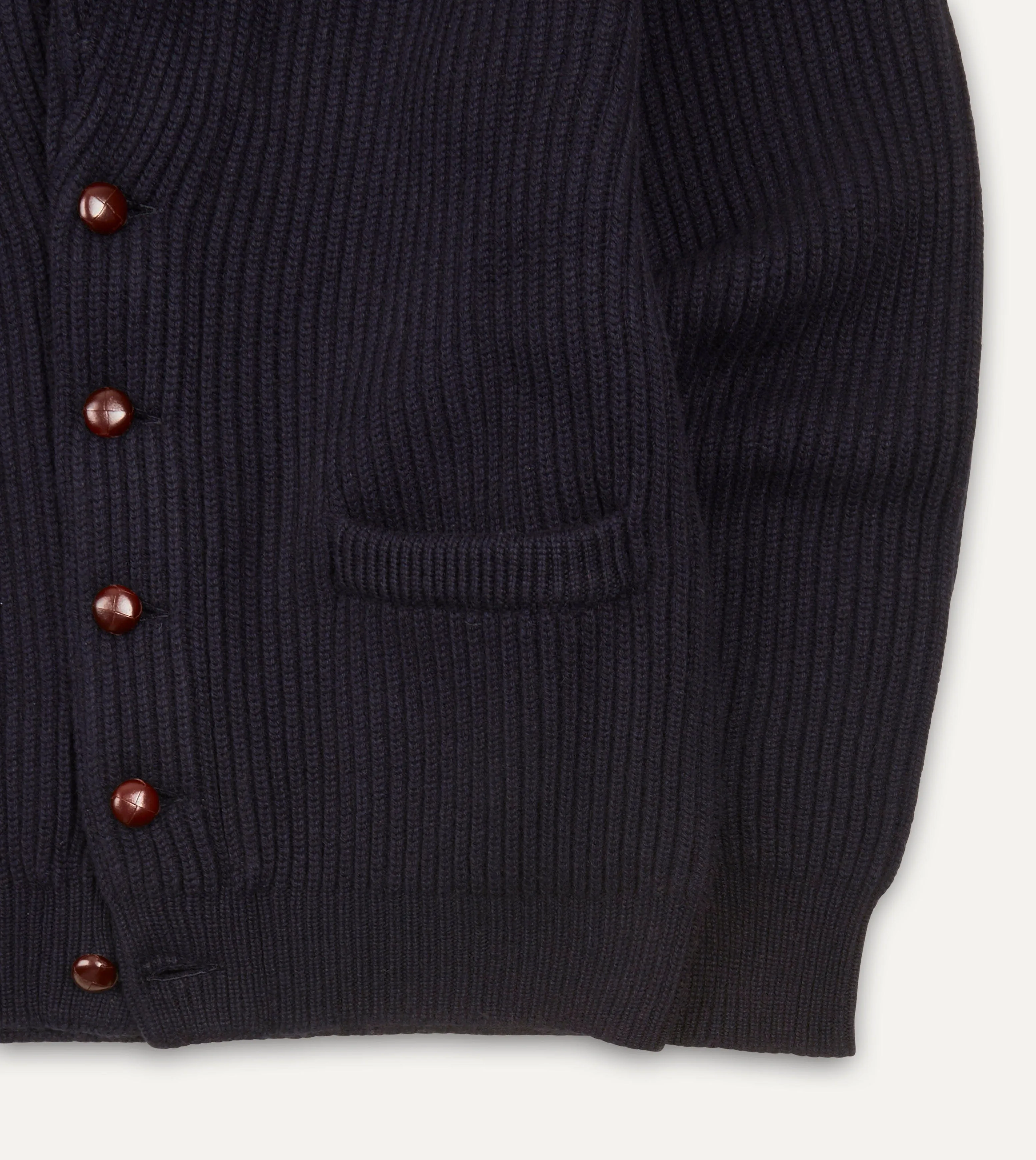 Navy Cashmere Shawl Collar Cardigan