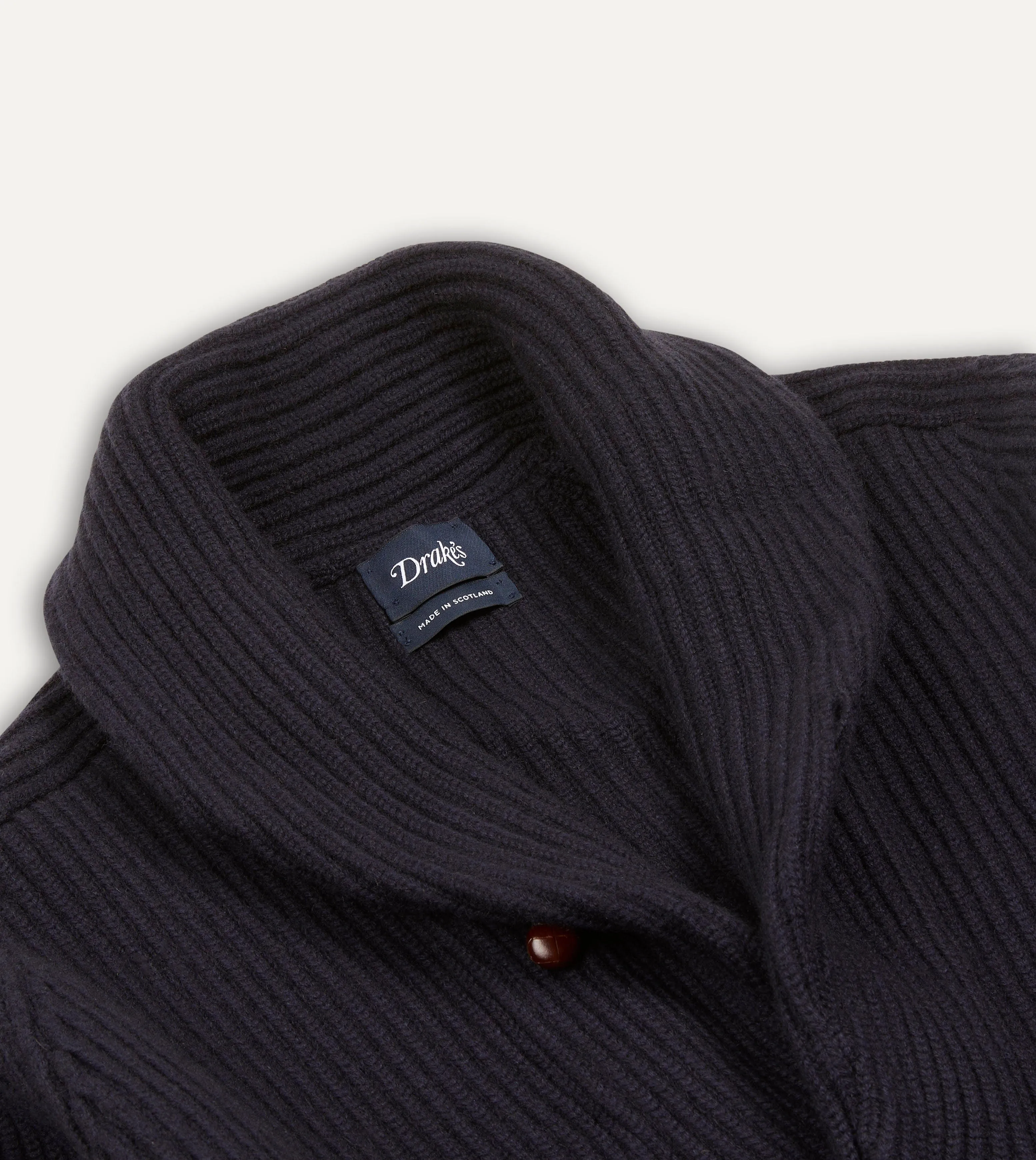 Navy Cashmere Shawl Collar Cardigan