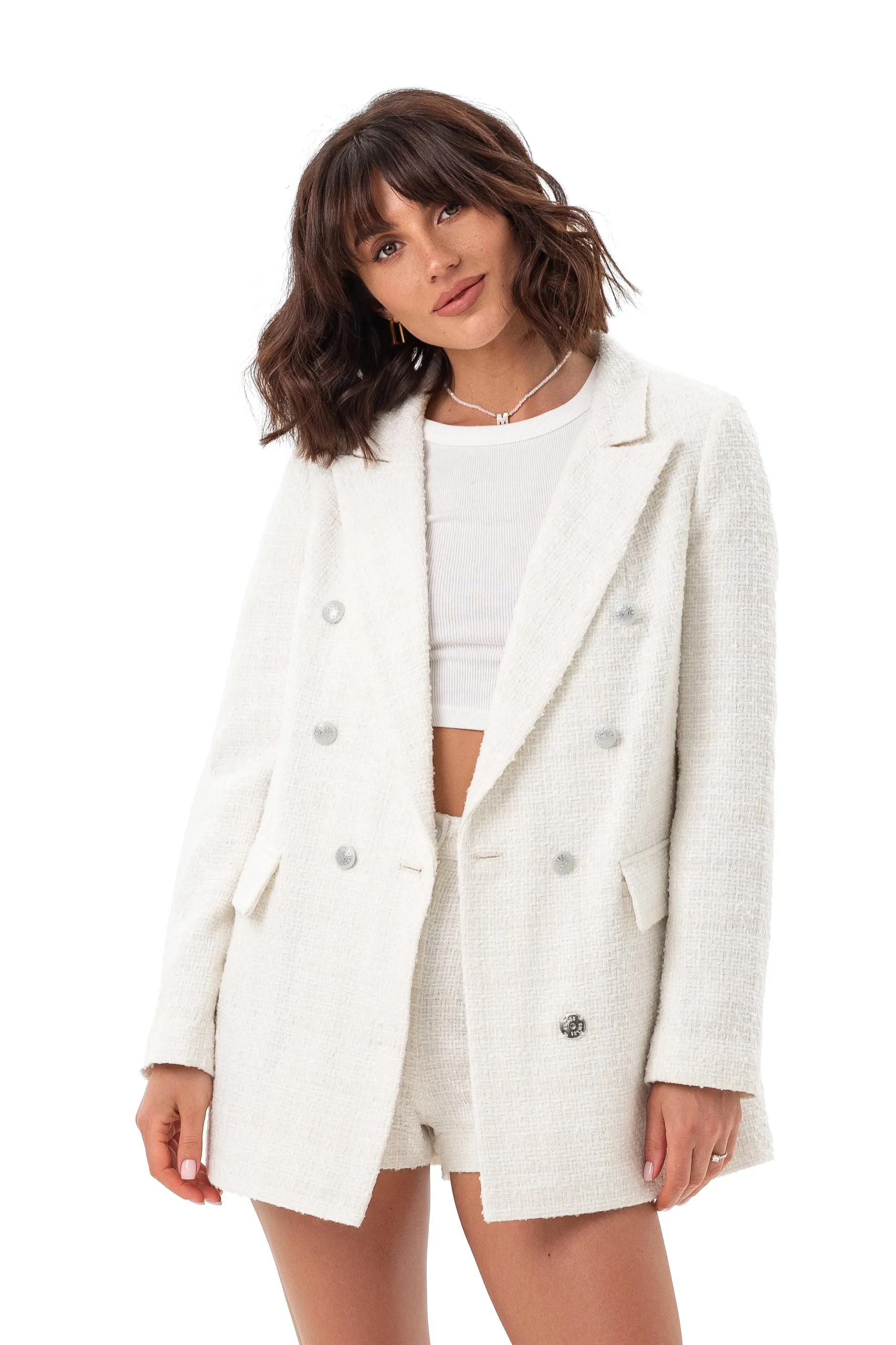 Ora Tweed Double Breasted Blazer