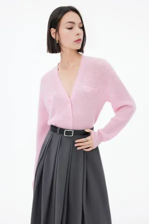 Pink Wool Blend Cardigan