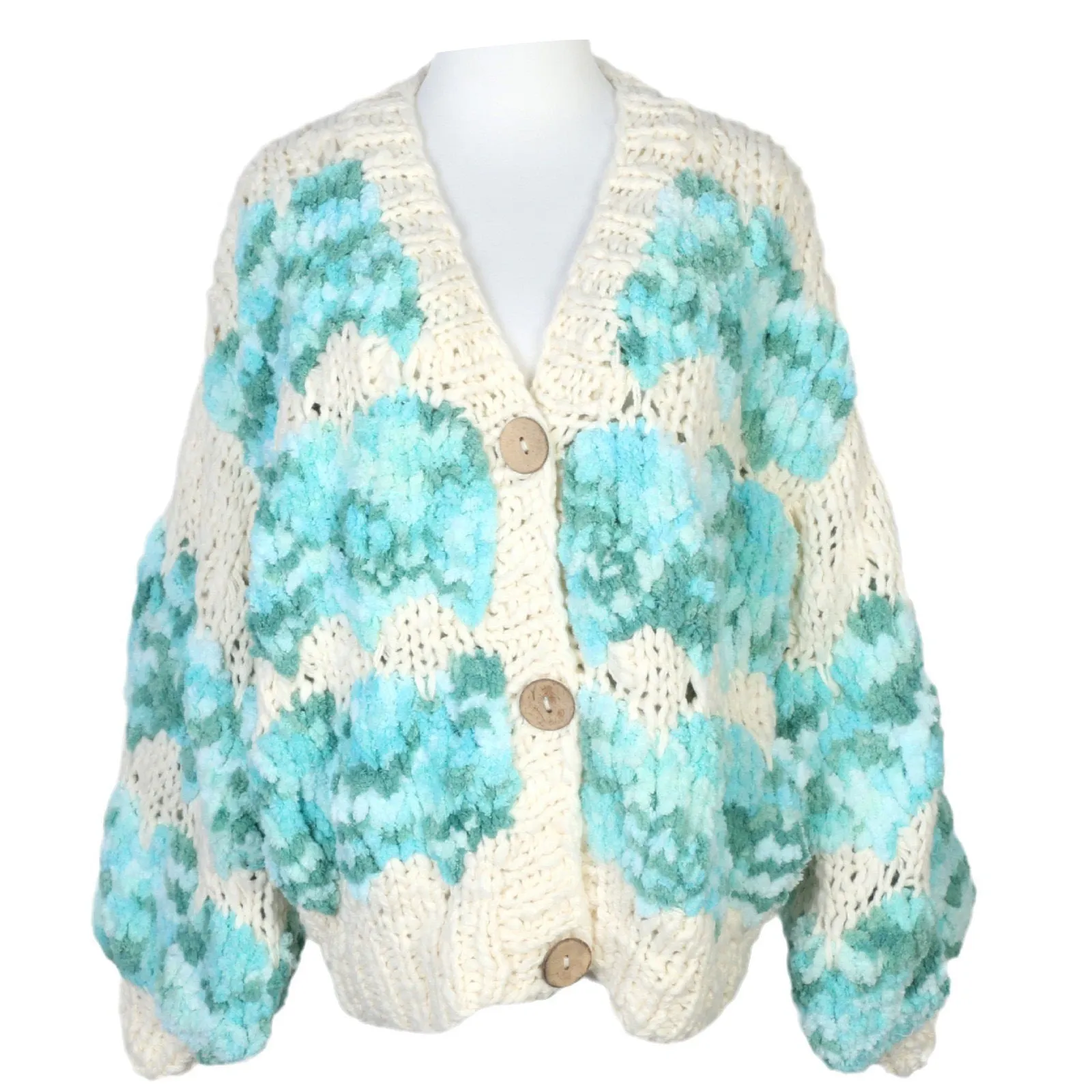 Pre Order: Gradient Color V-Neck Wool Knitted Cardigan