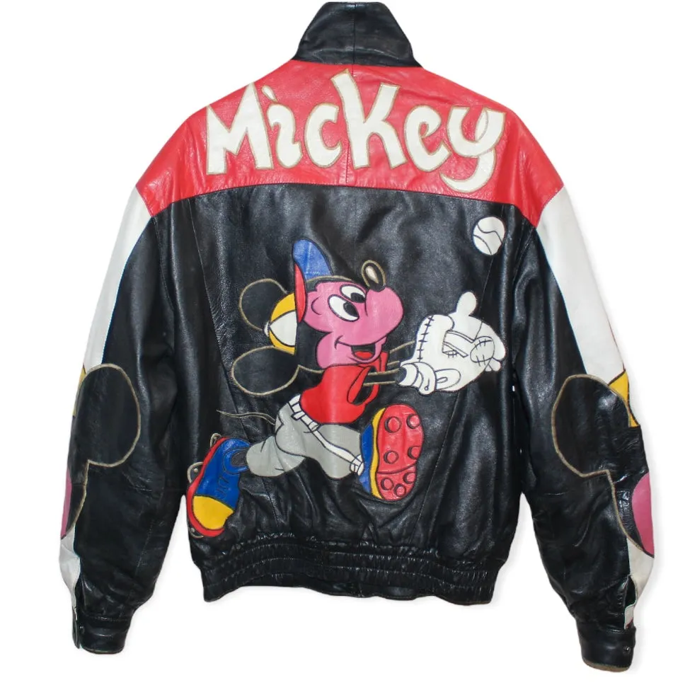 Rare Mickey Mouse Baseball Leather Jacket (S)