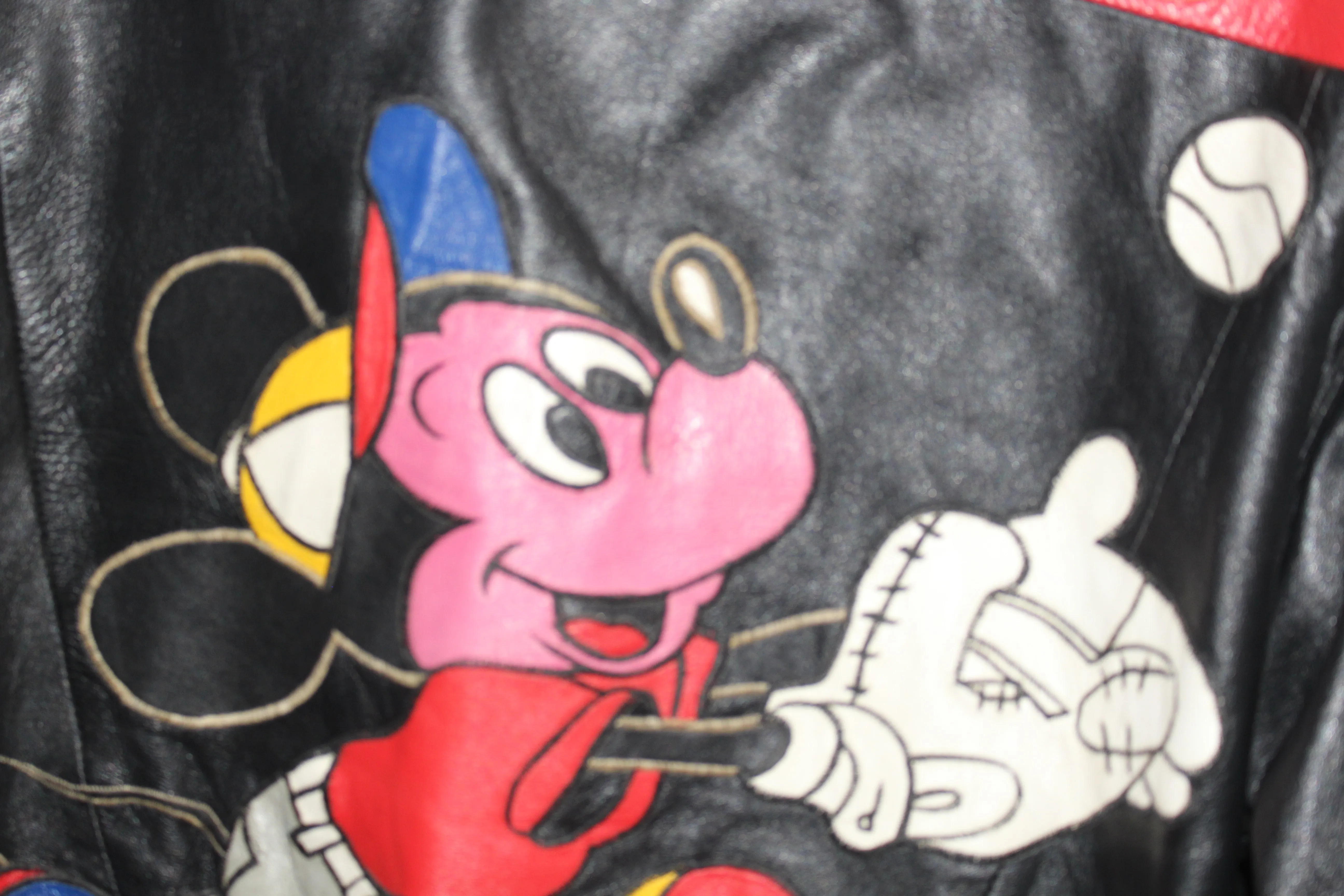 Rare Mickey Mouse Baseball Leather Jacket (S)