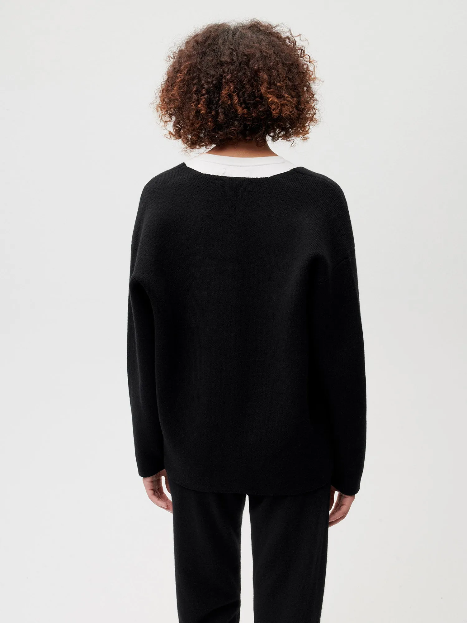 Recycled Cashmere Cardigan—black