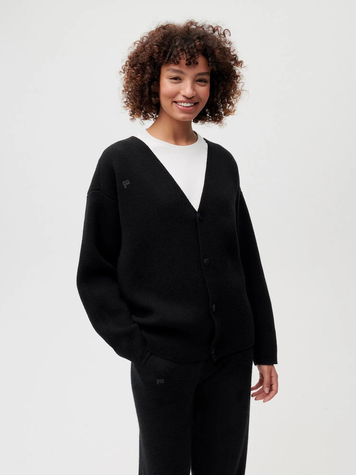 Recycled Cashmere Cardigan—black