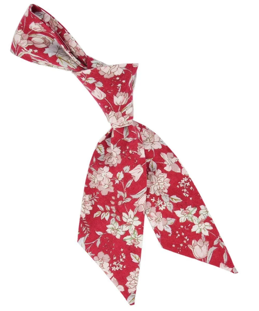 Red and White Floral Hair Tie