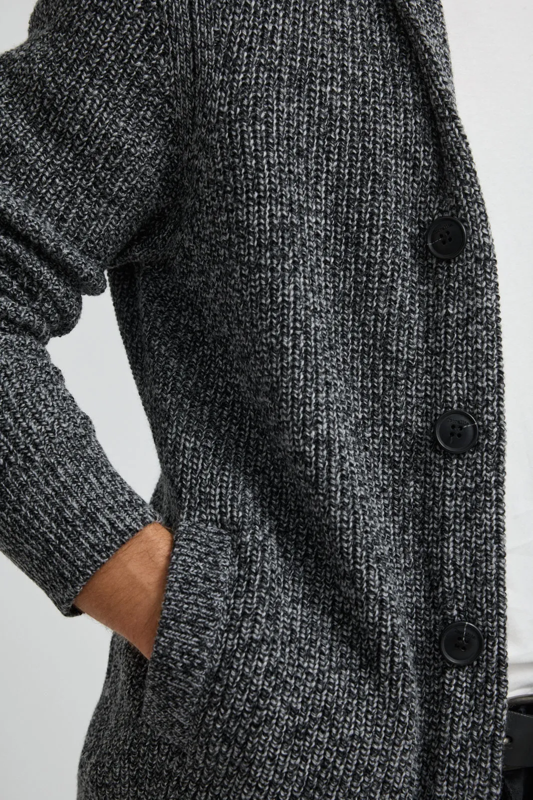 RIBBED SHAWL CARDIGAN