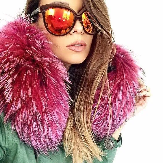 Rose Pink Fur Green Parka