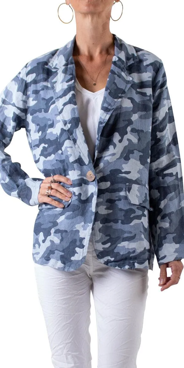 Sabrina Camo Linen Blazer