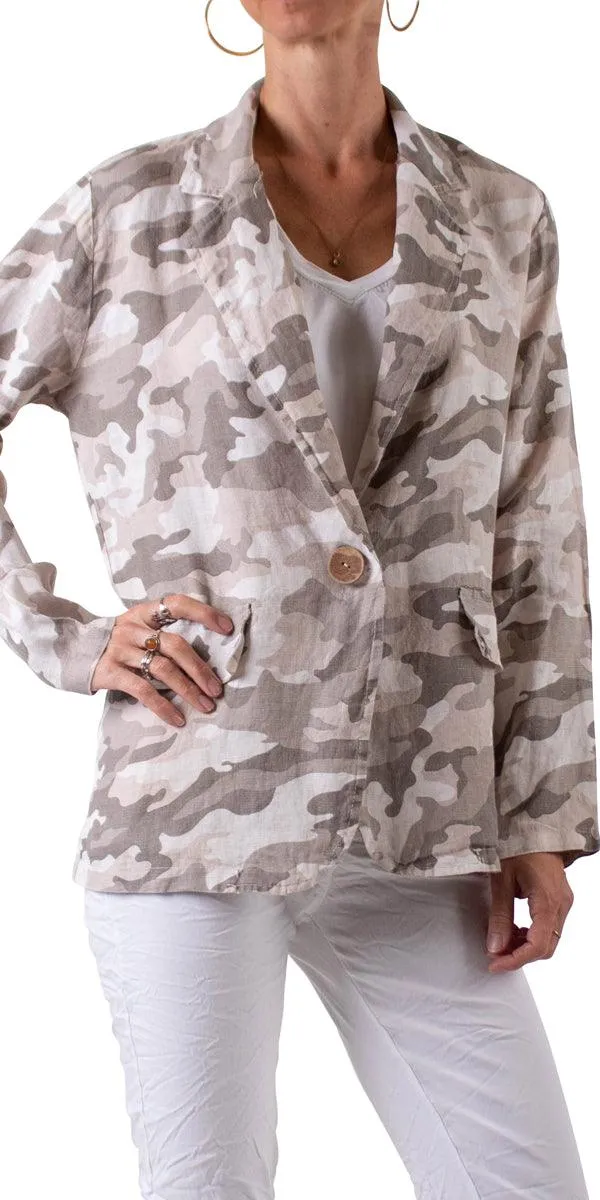 Sabrina Camo Linen Blazer