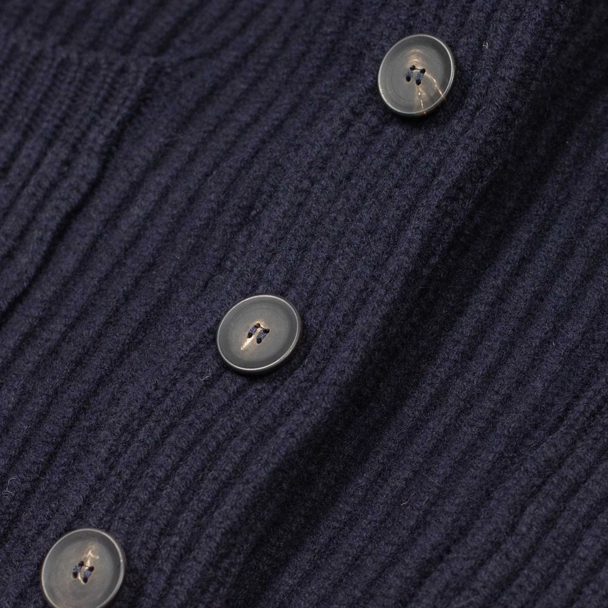 Shawl collar 4-ply cardigan jacket in Dark Navy supergeelong lambswool