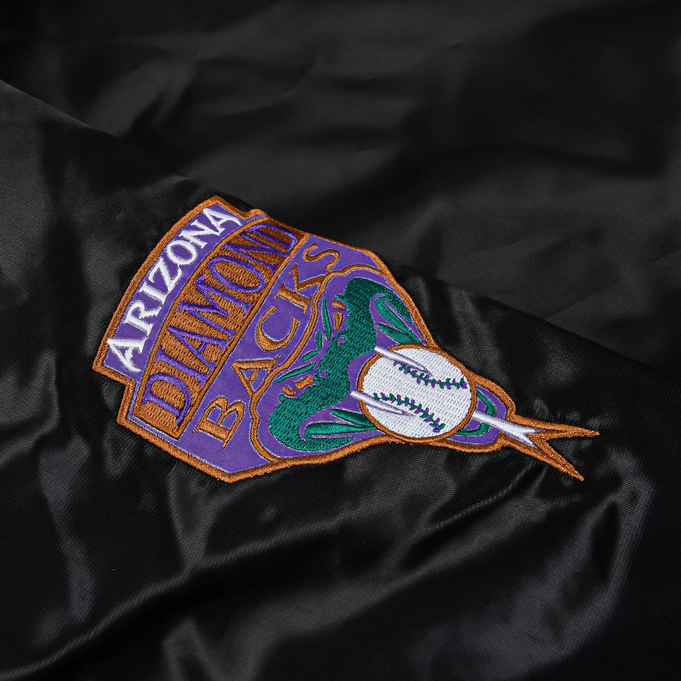 Shoe Palace Exclusive Arizona Diamonbacks Satin Bomber Mens Jacket (Black/Purple)