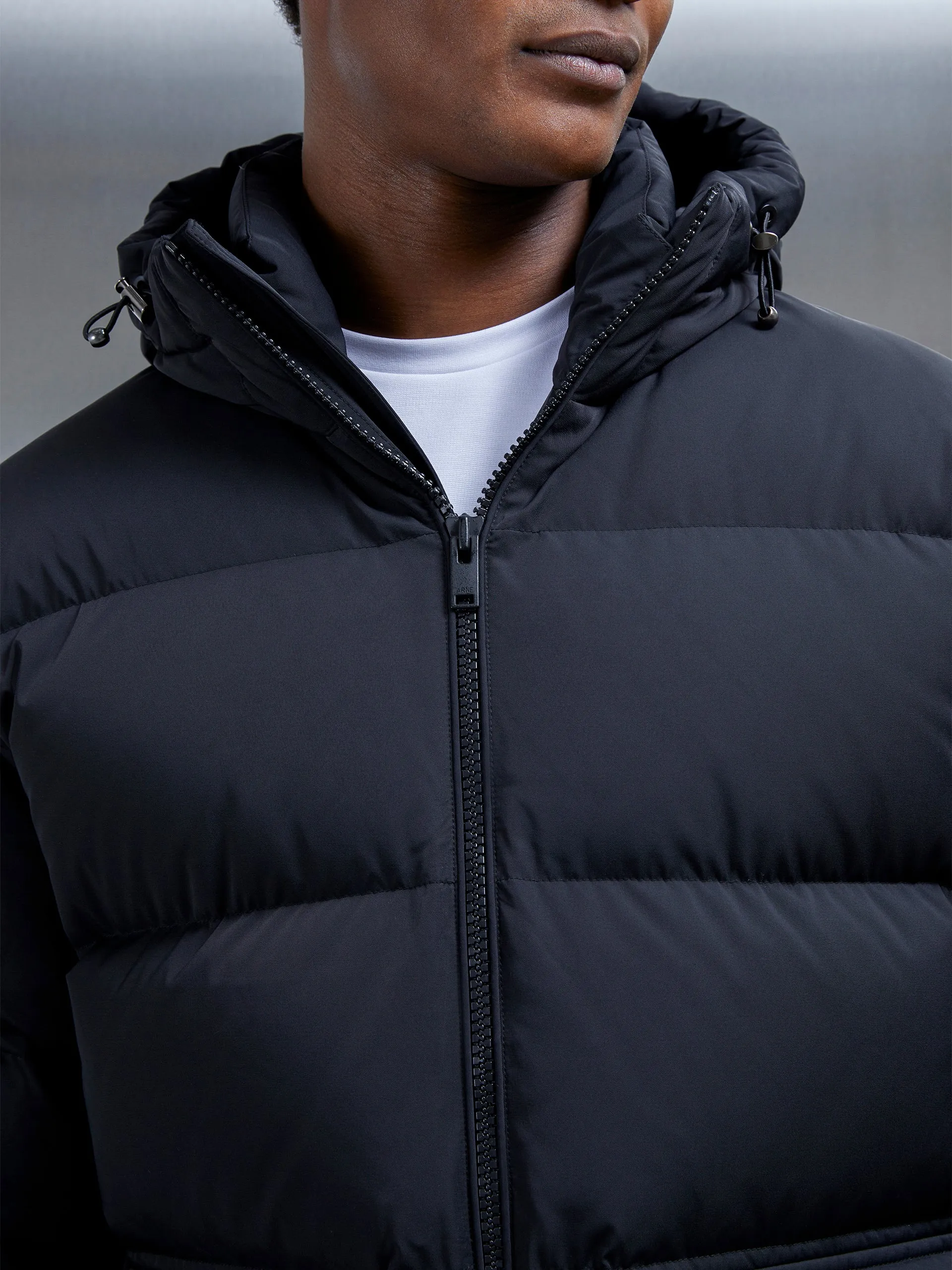 Short Down Pocket Parka in Black