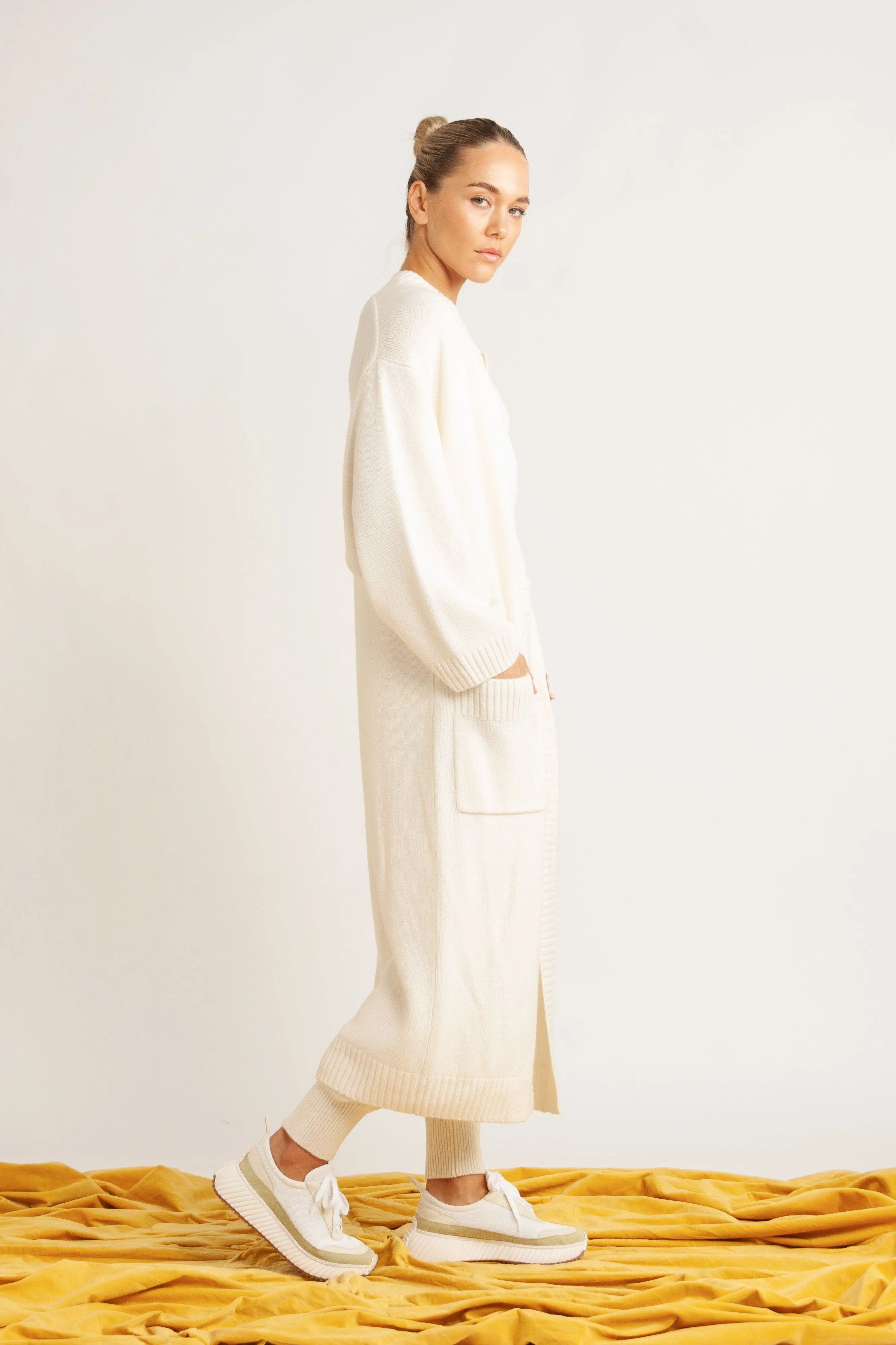 Sidney Wool-Cashmere Longline Cardigan