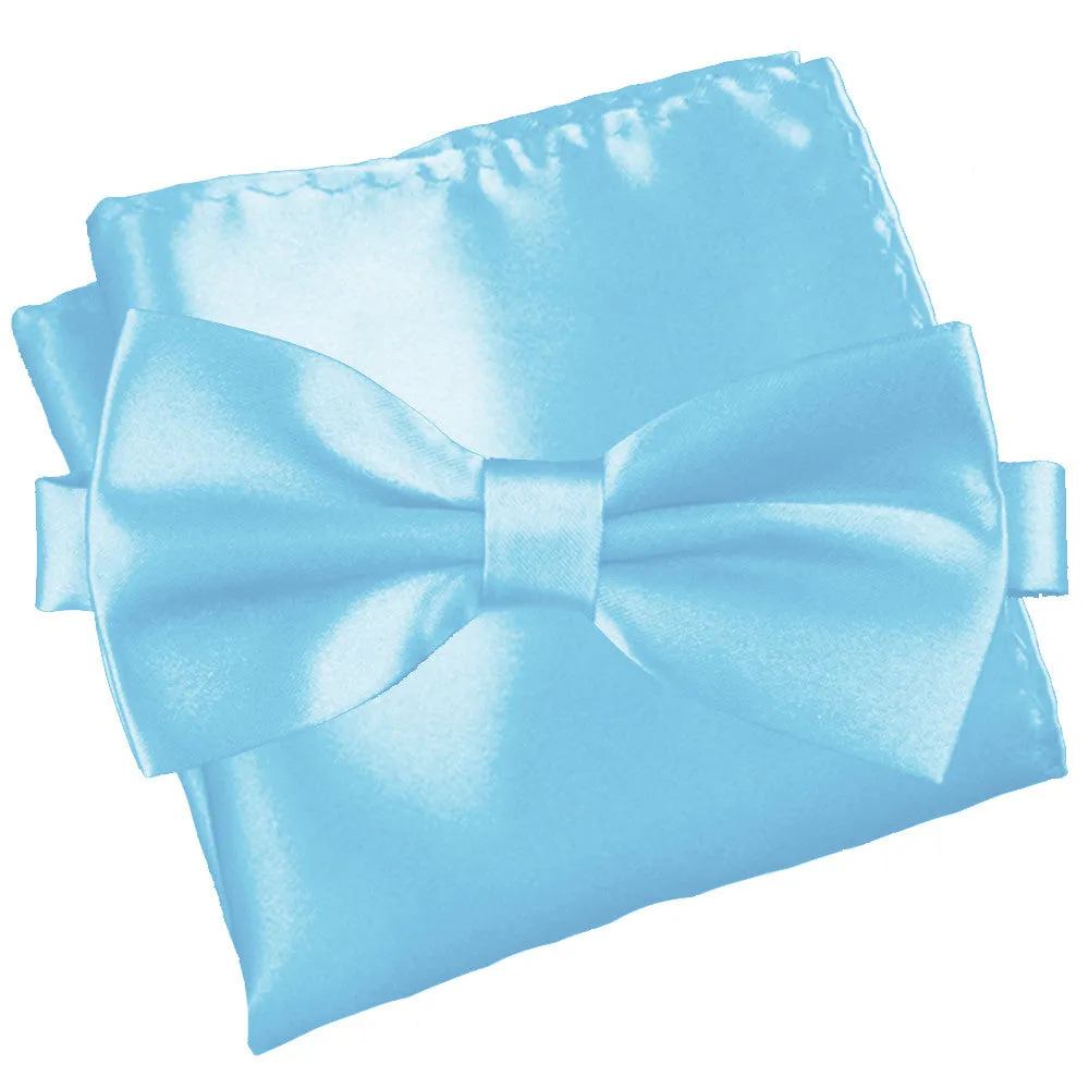 Sky Blue [Silky Smooth] - Bow Tie and Pocket Square Matching Set