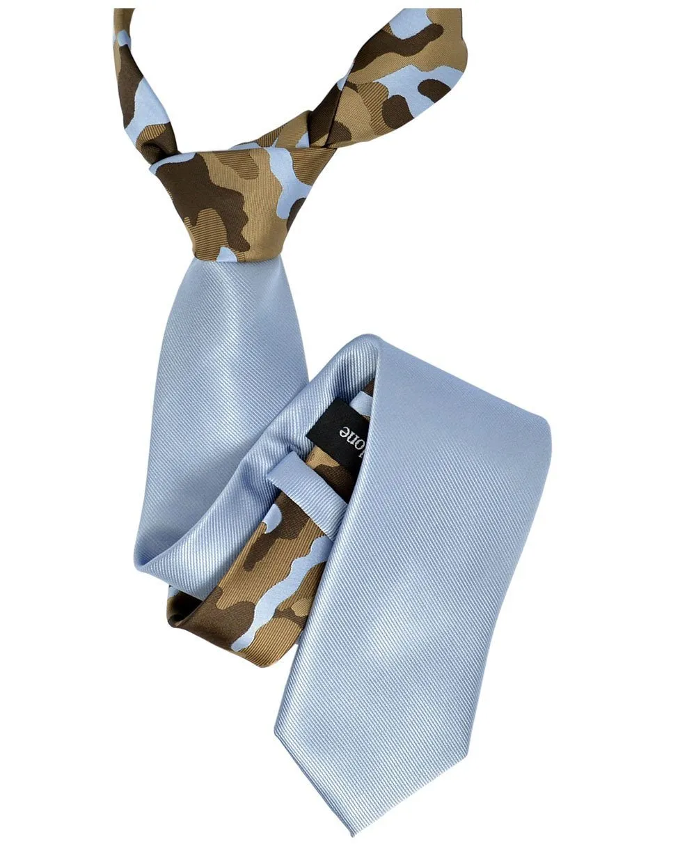 Solid Blue Contrast Knot Tie Set by Paul Malone