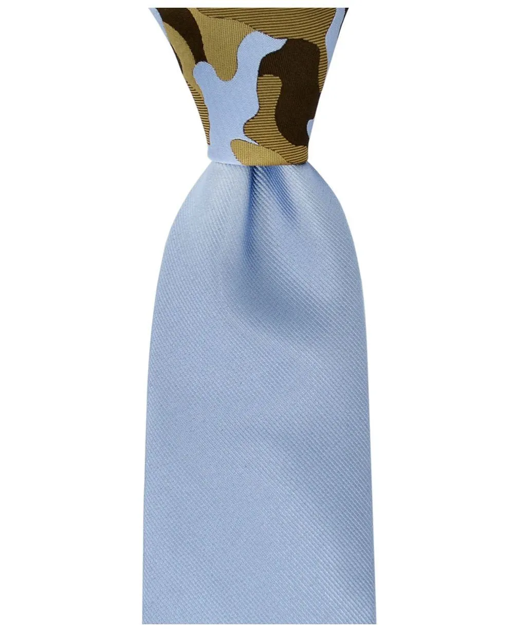 Solid Blue Contrast Knot Tie Set by Paul Malone