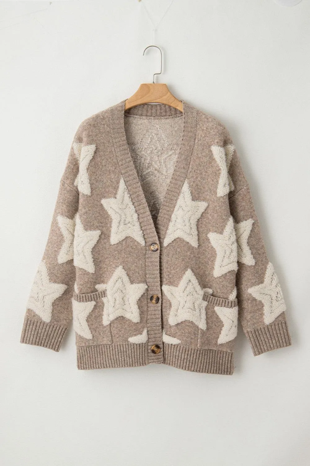 Star Button Up Long Sleeve Cardigan