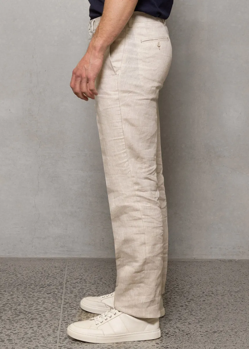 Straight Leg Linen Trouser - Oatmeal