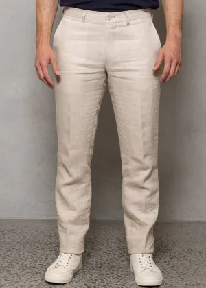 Straight Leg Linen Trouser - Oatmeal