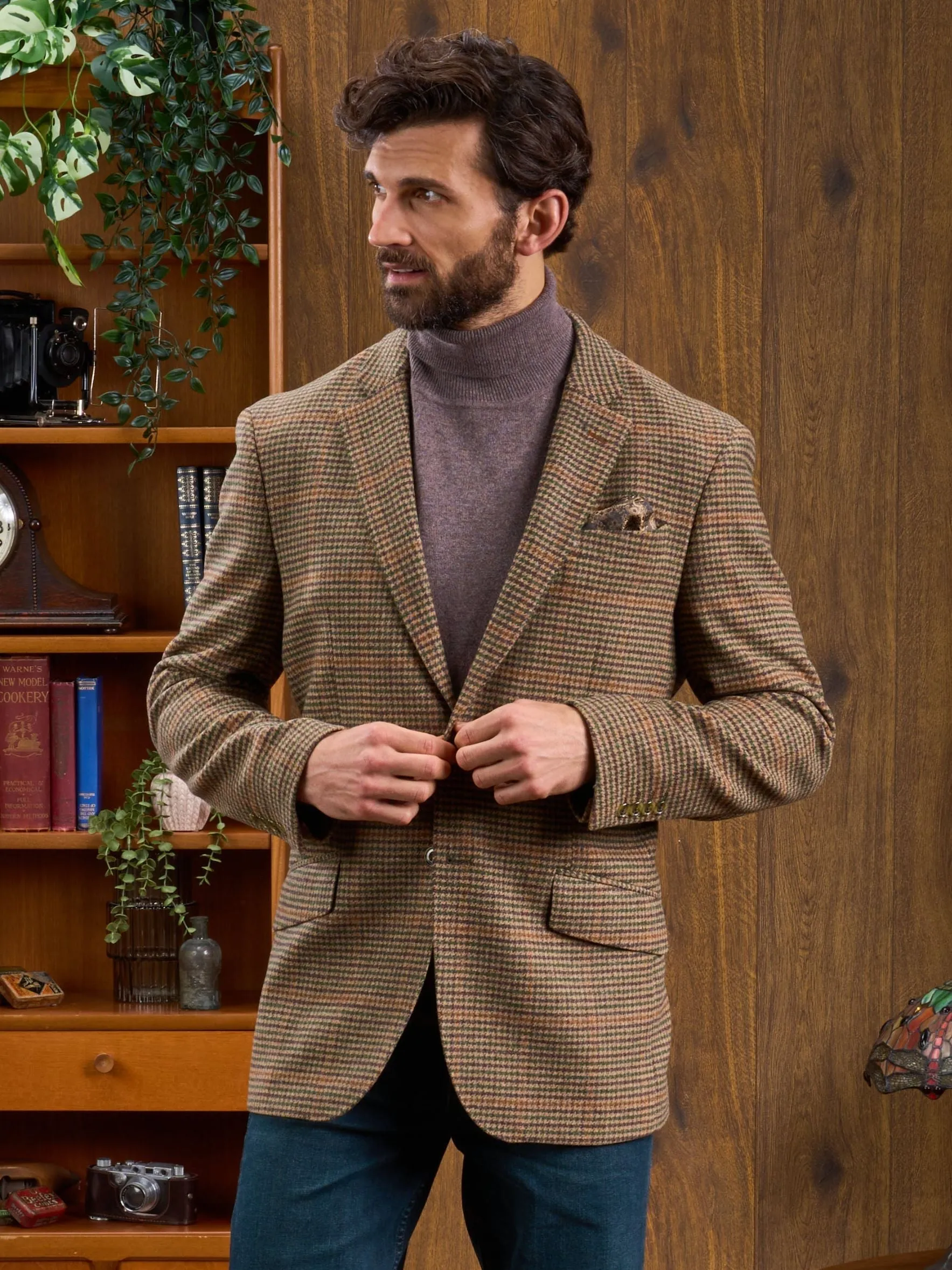 Surrey Tweed Lined Blazer In Sycamore - Regular Fit