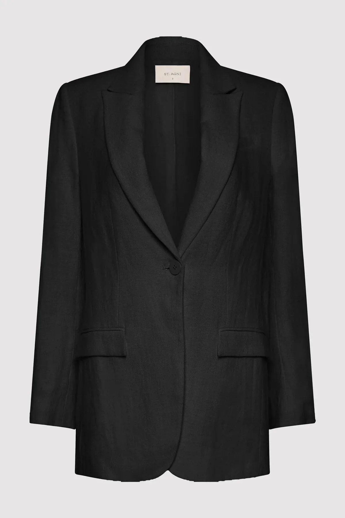 TAILORED LINEN BLAZER - BLACK