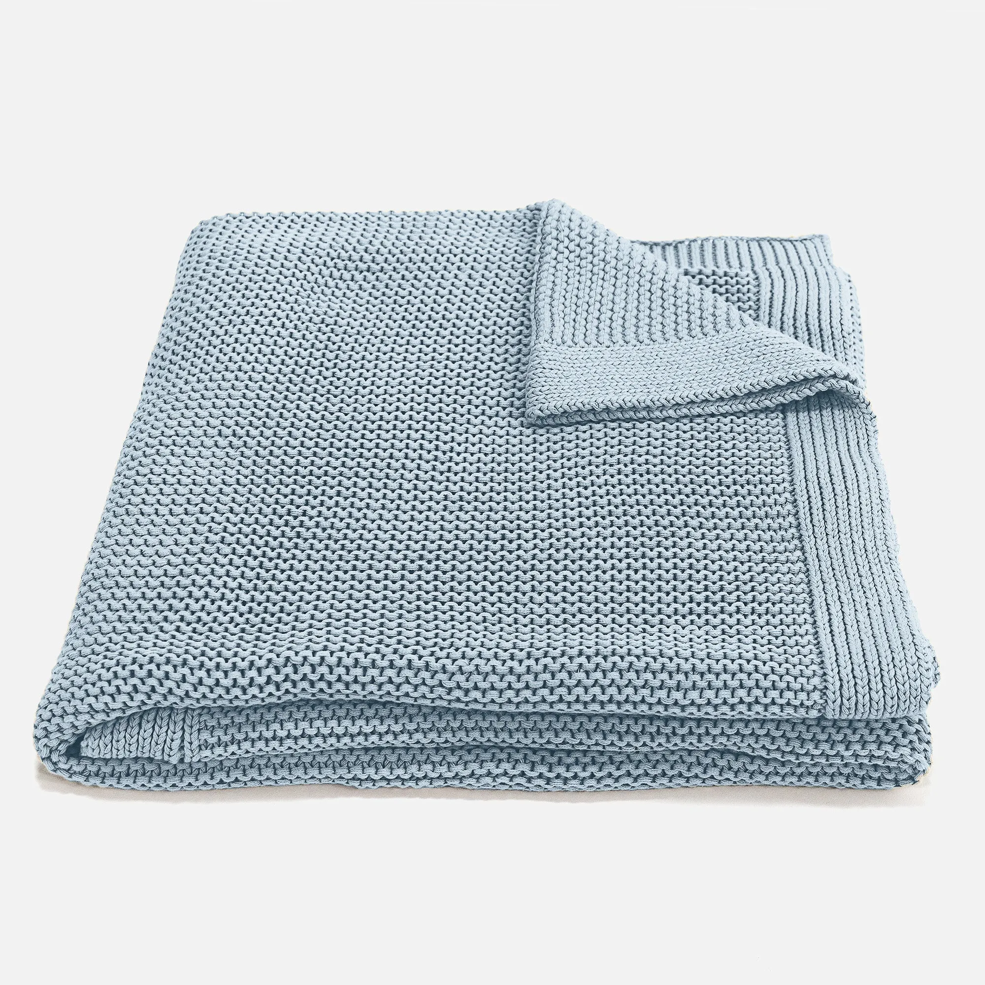 Throw / Blanket - Ellos Knitted Misty Blue