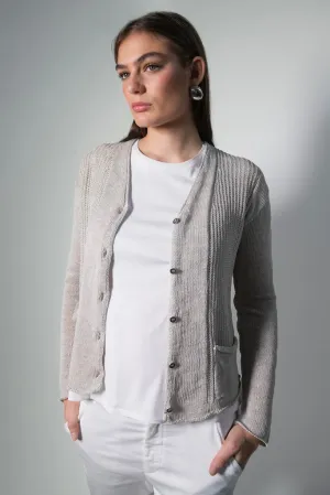 Transit Par Such Textured Knit Cardigan in Pearl Grey