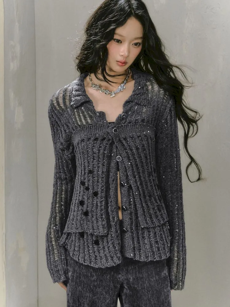 Two Piece Design Knitted Cardigan【s0000009879】