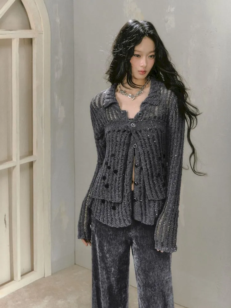 Two Piece Design Knitted Cardigan【s0000009879】