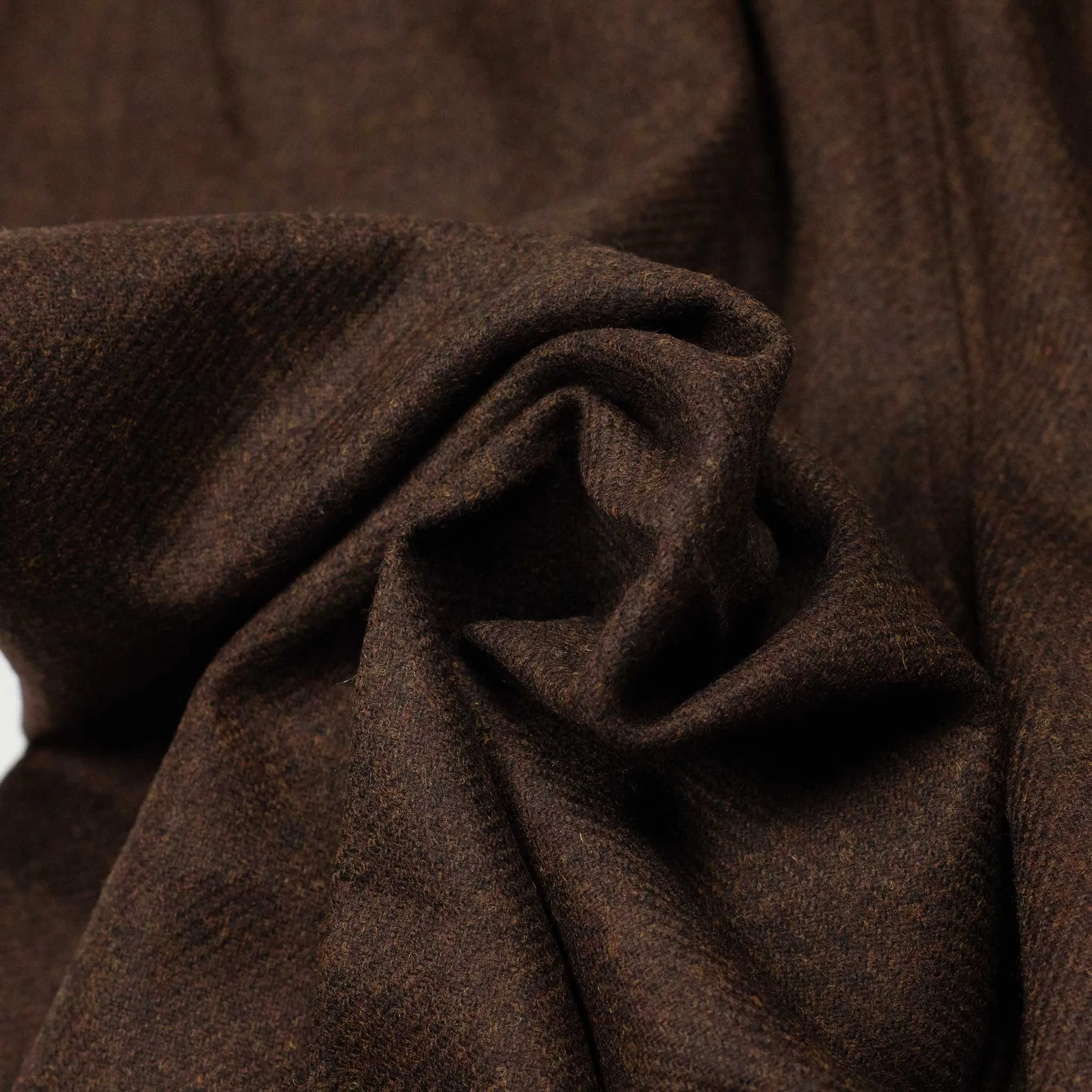 Two-tuck easy pants in brown melange Abraham Moon wool twill