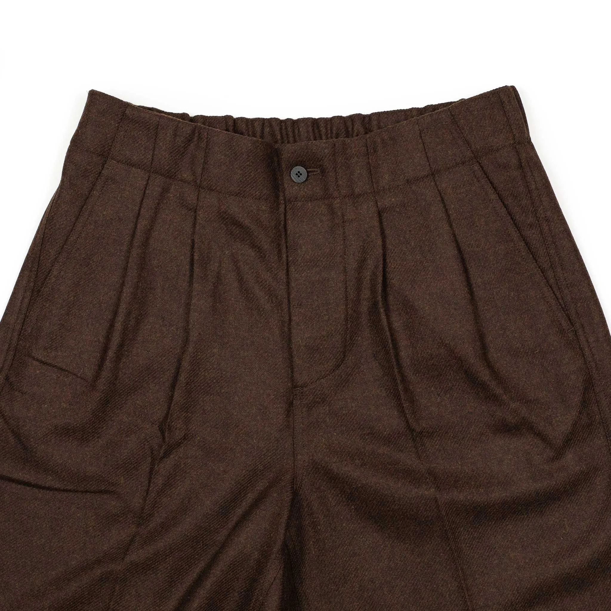 Two-tuck easy pants in brown melange Abraham Moon wool twill