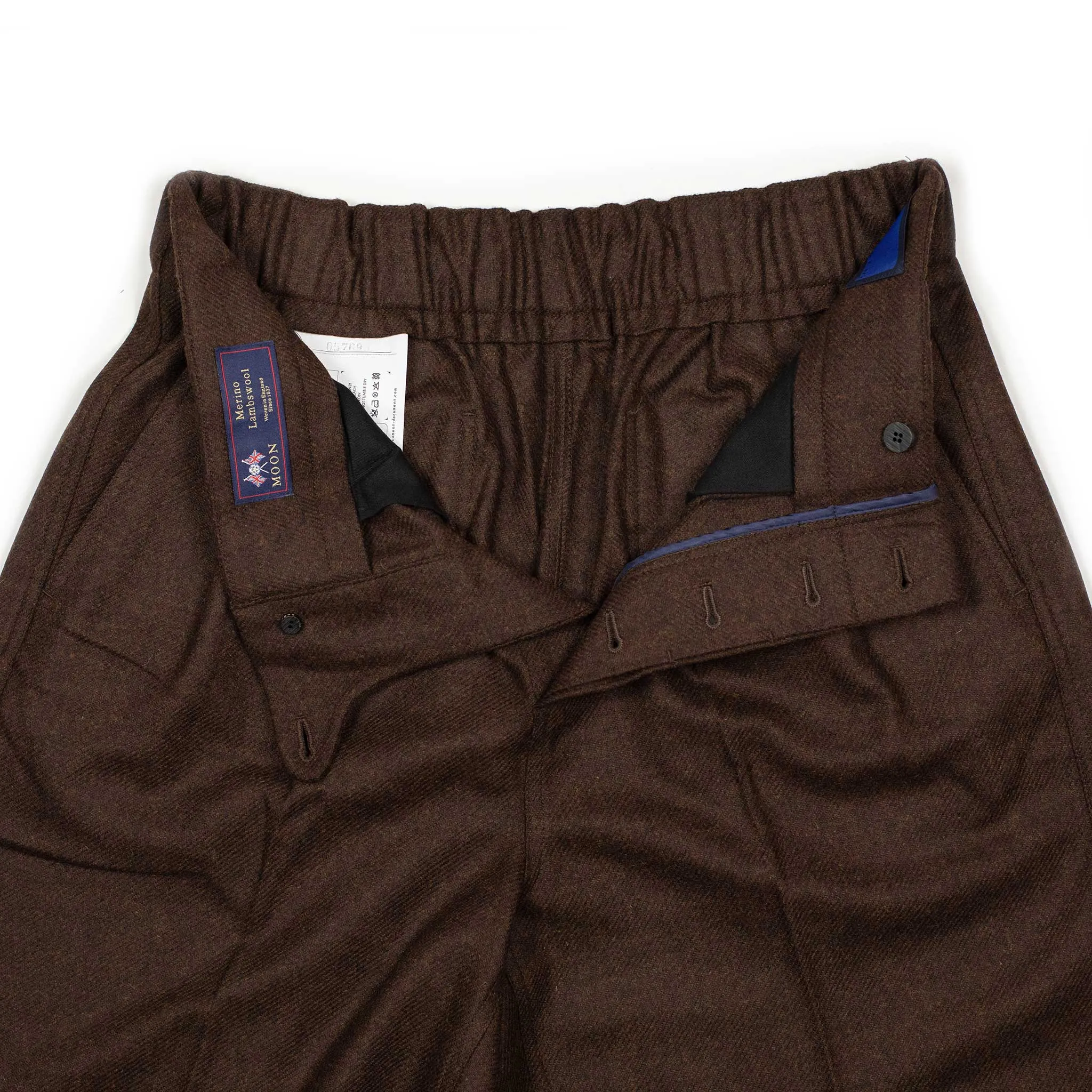 Two-tuck easy pants in brown melange Abraham Moon wool twill