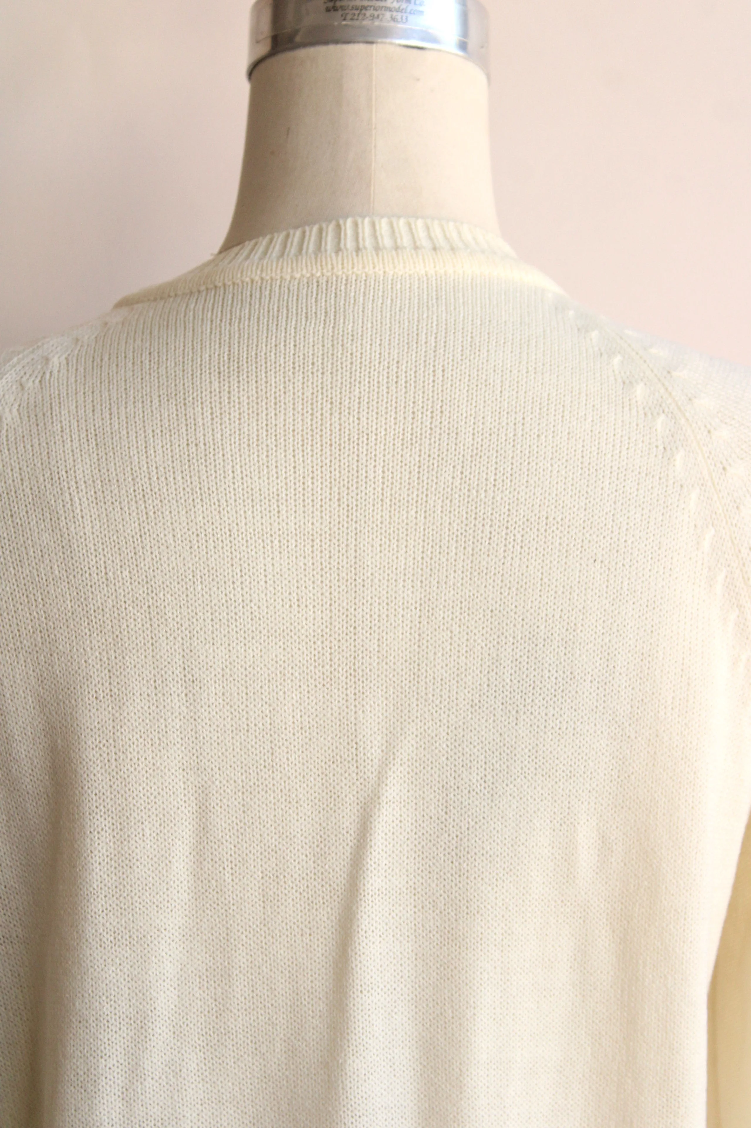 Vintage 1980s Pointelle Knit Sweater in Winter White