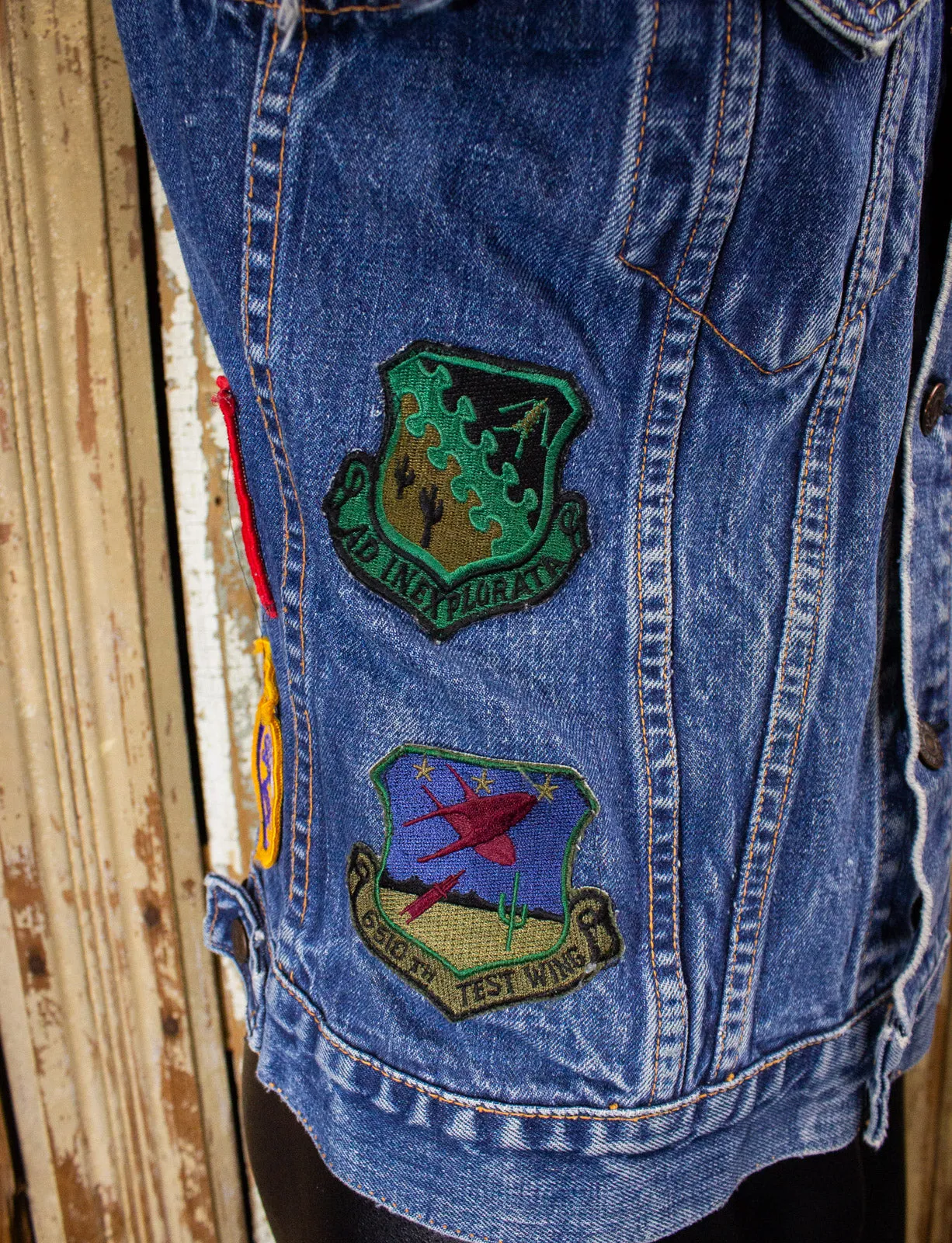 Vintage Levi's Big E Denim Vest With Patches 60s Small