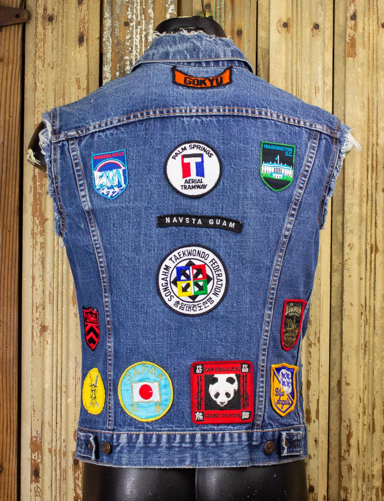 Vintage Levi's Big E Denim Vest With Patches 60s Small