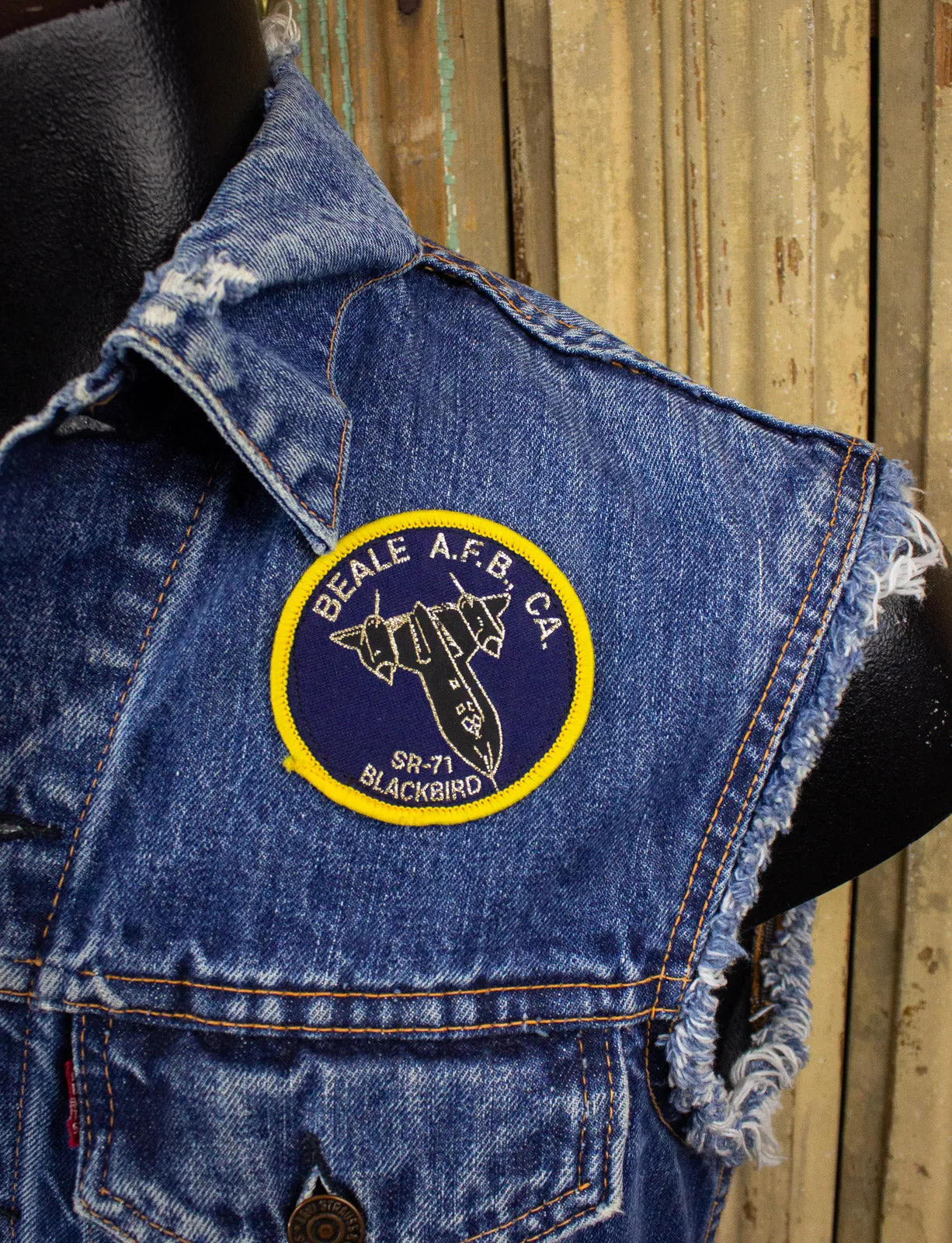 Vintage Levi's Big E Denim Vest With Patches 60s Small