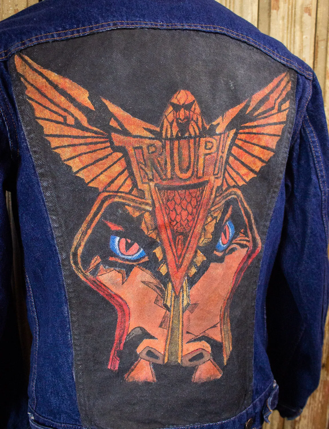 Vintage Levi's Hand Painted Triumph Denim Jacket 80s Dark Wash Small