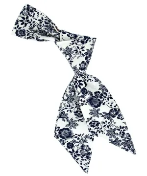 White and Navy Floral Women's Tie