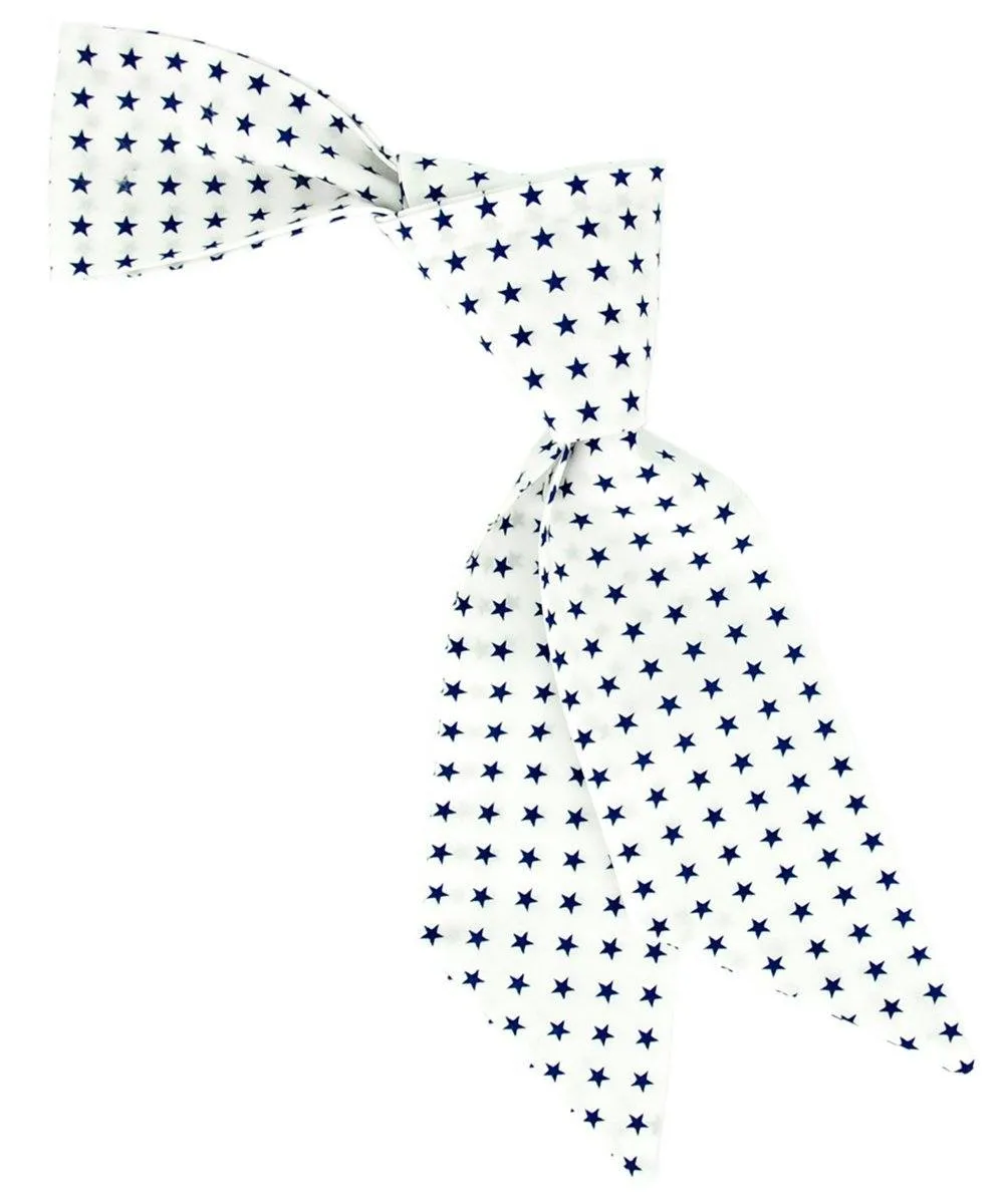 White and Navy Star Pattern Hair Tie