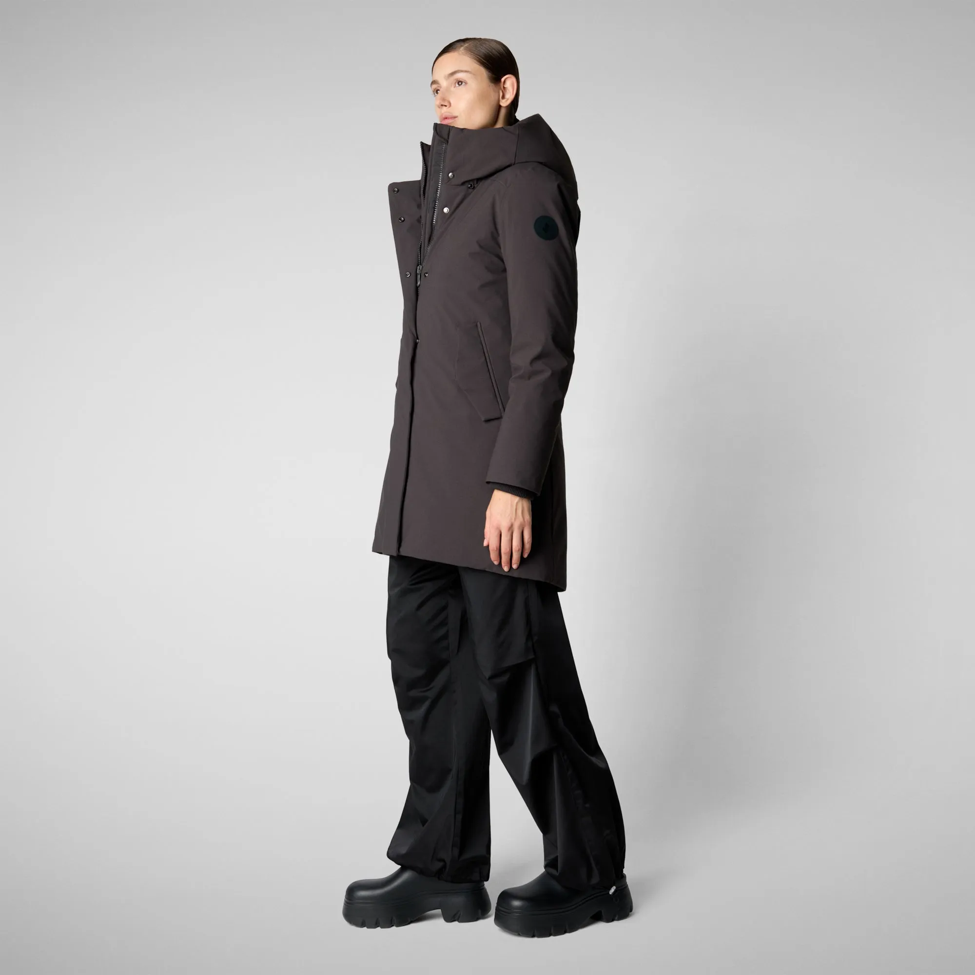 Women's hooded parka nellie in brown black