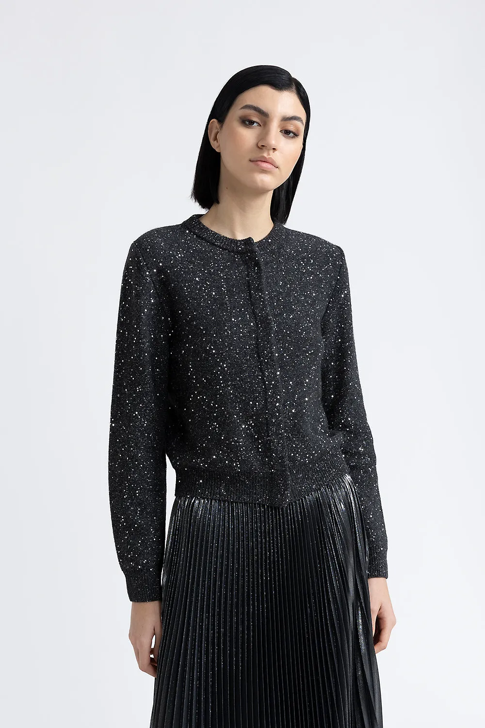 Wool, cashmere cardigan with sequins