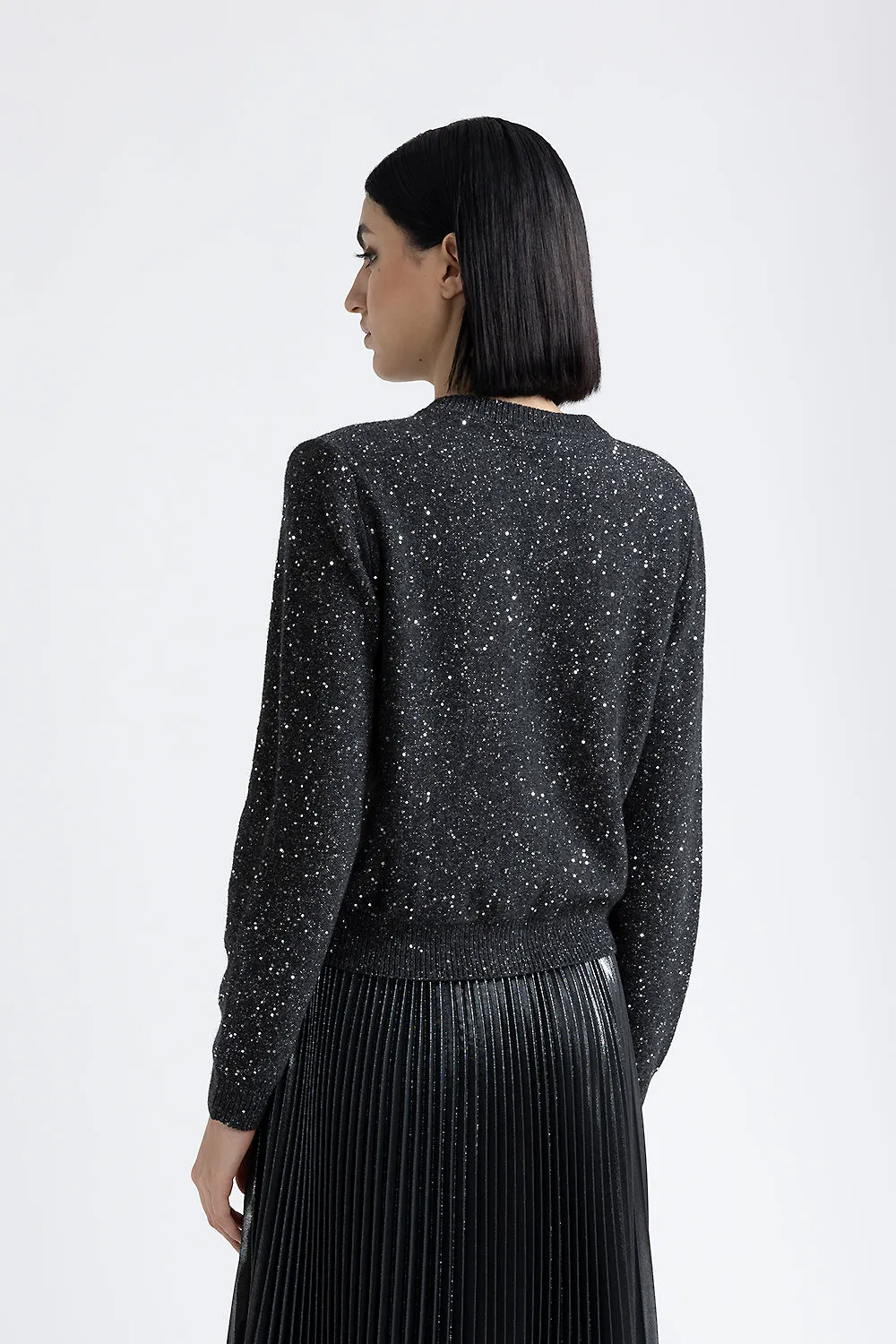 Wool, cashmere cardigan with sequins