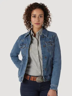 Wrangler® Women's Western Fashion Top- Dark Denim